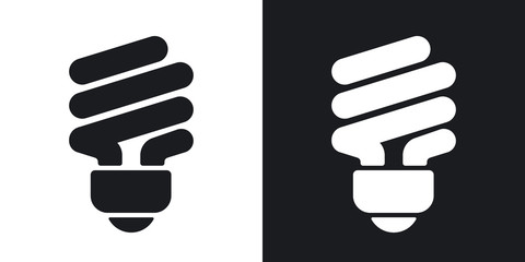 Vector saving light bulb icon. Two-tone version on black and white background