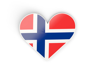 Obraz premium Flag of norway, heart shaped sticker