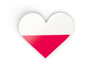 Flag of poland, heart shaped sticker