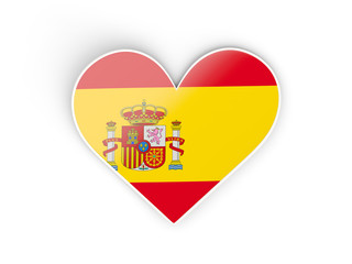 Flag of spain, heart shaped sticker