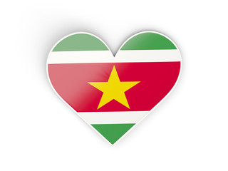 Flag of suriname, heart shaped sticker
