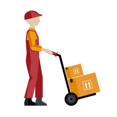 Delivery man on the work isolated vector illustration on white background