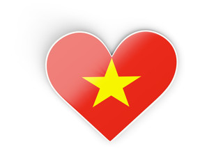 Flag of vietnam, heart shaped sticker