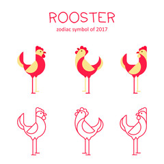 Rooster icons.Vector illustration.