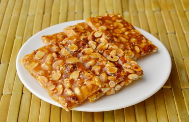 sweet peanuts bar on dish