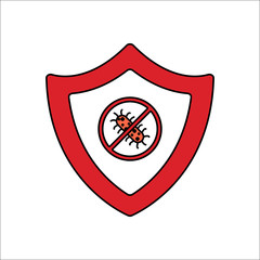 Bug shield antivirus security flat sign icon on background
