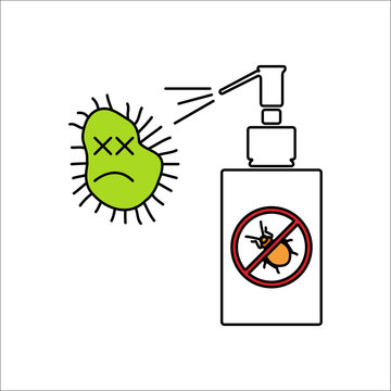 Bug Mosquito stop spray sign flat icon on background