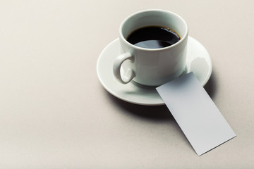 Blank card with coffee cup with space