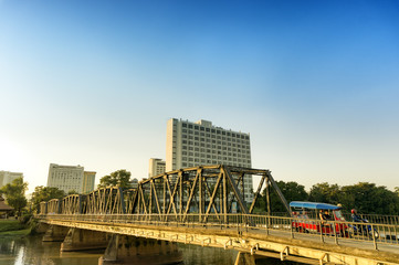 Ancient steel bridge at Chiang Mai Thailand.