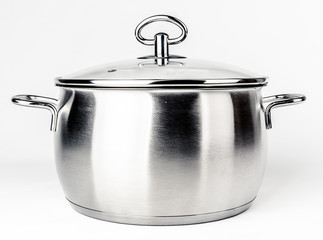 Metal stock pot with glass lid