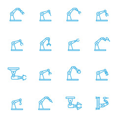 Industrial robot line icons