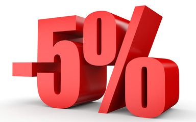 Discount 5 percent off. 3D illustration on white background.