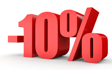Discount 10 percent off. 3D illustration on white background.