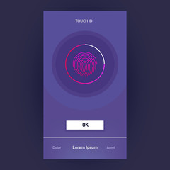 Naklejka premium Mobile application interface design.Touch ID App interface vector design
