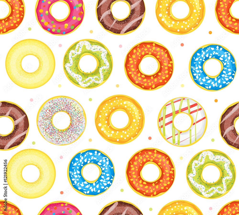 Poster donut set background pattern. vector