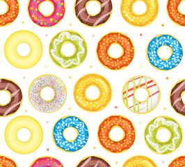 Donut Set Background Pattern. Vector