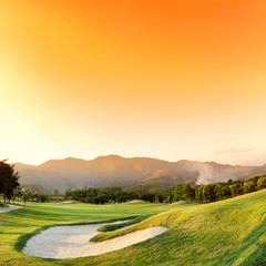 Golf Courses : sunset time.