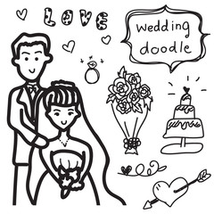 wedding doodle free hand drawing vector
