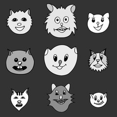 Adorable Cartoon Cats Faces