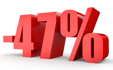 Discount 47 percent off. 3D illustration on white background.