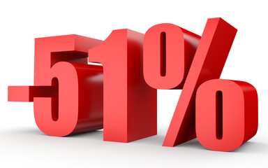 Discount 51 percent off. 3D illustration on white background.