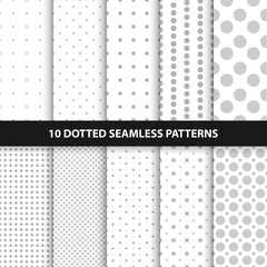 Collection of simple seamless dotted patterns.