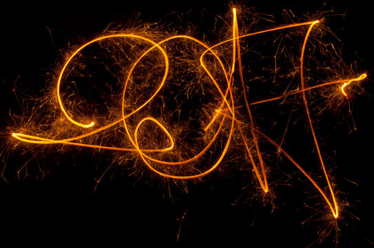Happy New Year inscription 2017 sparklers