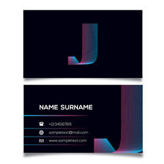 Business Card Template With J Logo,Vector Illustration