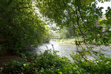Naklejka premium View to Wupper Bridge nearby Village Burg / Germany