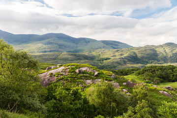 view to Killarney National Park hills in ireland