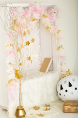 Christmas gold and white decorations