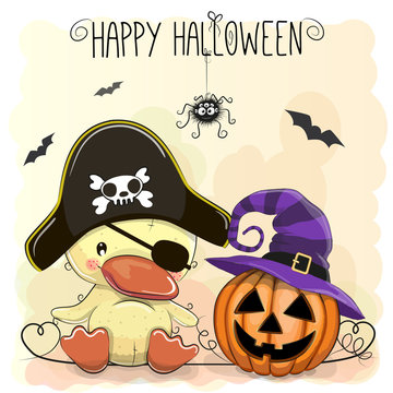 Halloween illustration of Cartoon Duck