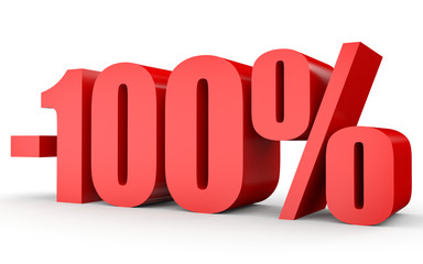 Discount 100 percent off. 3D illustration on white background.
