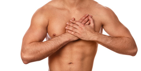 Young man with pain in his chest