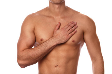 Young man with pain in his chest