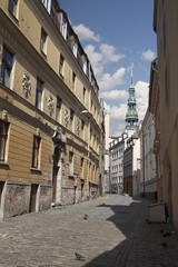Fototapeta na wymiar Old Riga streets, Latvia
