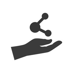 human hand holding a share icon silhouette. vector illustration