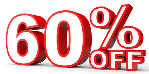 Discount 60 percent off. 3D illustration on white background.
