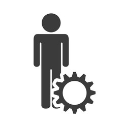 avatar man person male user with gear wheel icon silhouette.  vector illustration