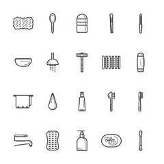 Bathroom line icon set
