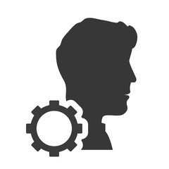 avatar man person male user with gear wheel icon silhouette.  vector illustration