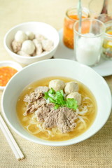 Beef noodle soup, Asian style in thailand