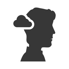 avatar man person male user with cloud shape icon silhouette. vector illustration