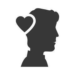 avatar man person male user with heart shape icon silhouette. vector illustration