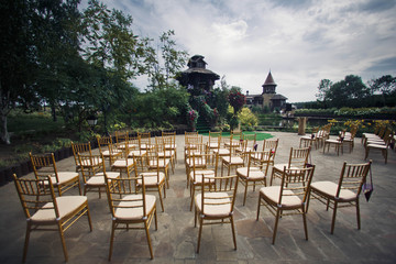view of chairs for guests for wedding ceremony