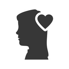 avatar woman person female user with heart shape icon silhouette. vector illustration