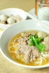 Beef noodle soup, Asian style in thailand