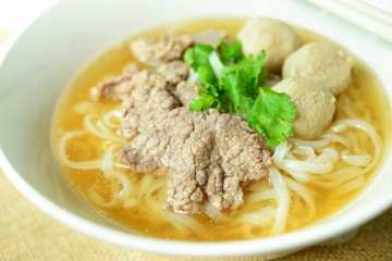 Beef noodle soup, Asian style in thailand