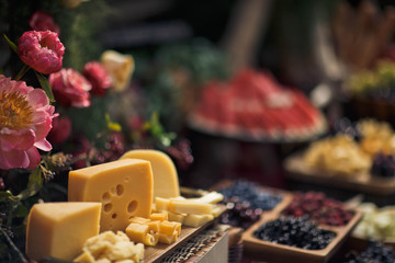 Delicious food on the wedding buffet table