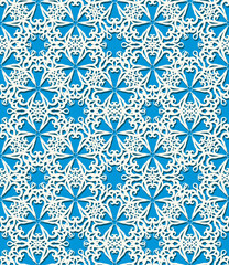 Seamless white decorative pattern on blue background